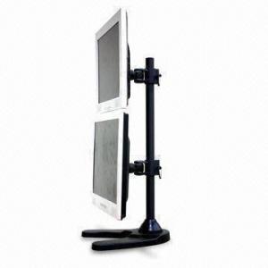 Vertical Dual LCD Stand with Weighted Metal Base, Meets VESA