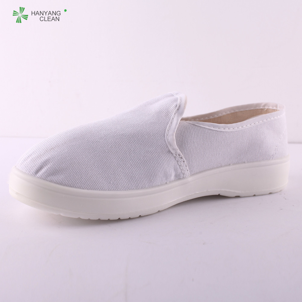 Best ESD anti-static PU cleanroom shoes with canvas upper white or blue color for electronic industry wholesale