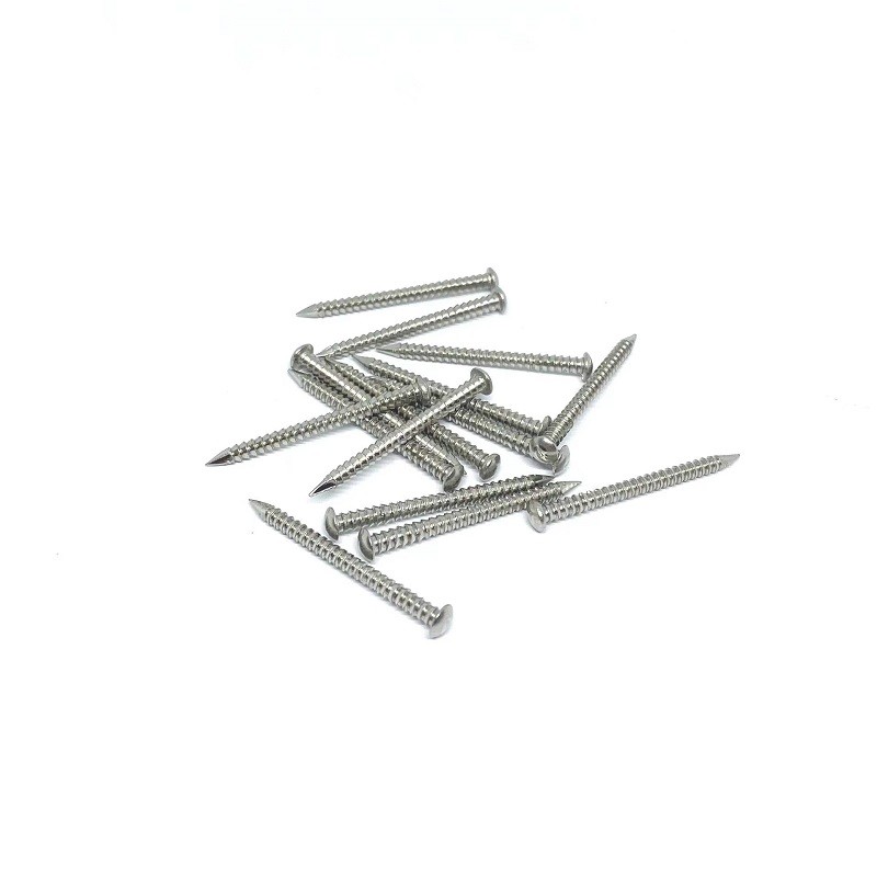 China 2.3mm Diameter Oval Head Ring Shank Nails A2 Stainless Steel on sale