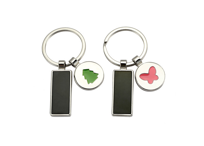 China Promotion Custom Logo Metal Keychain Holder Cute Pendant Rectangle Body for sale