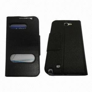 China Leather Phone Case for Samsung Galaxy Note 2, with Magnetic Tape and Incoming Caller ID Display on sale