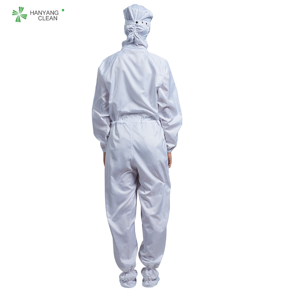 Best ESD cleanroom anti-static coverall with shoes cover white color polyester garments for electronic industry wholesale