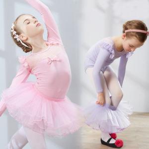 Best Children cotton and lace dance costumes girls long-sleeved ballet dance leotard with skirt wholesale