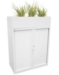 China Tambour Unit Office Metal File Cabinet With Planter Box On Top Commercial Use on sale