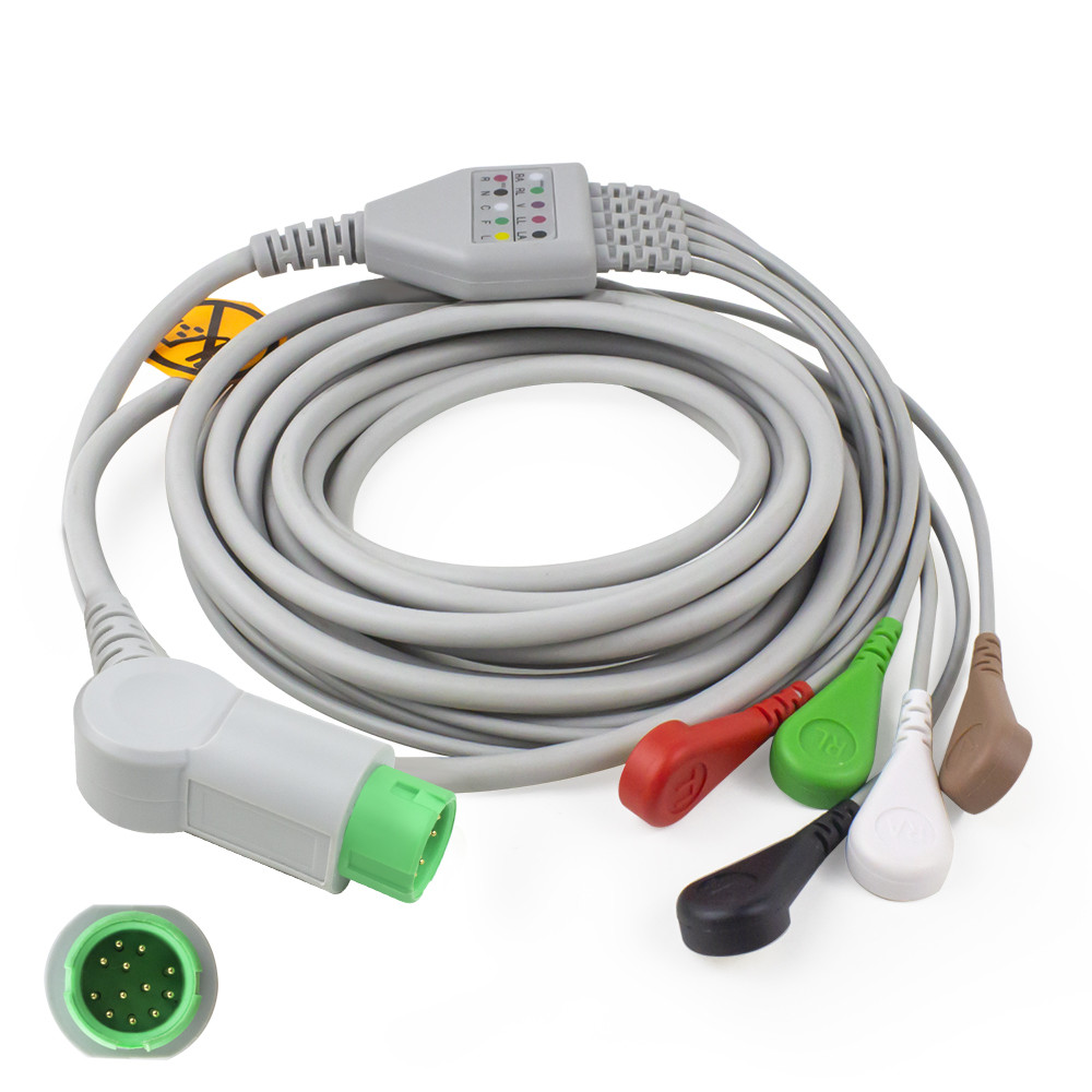 Best 5 Leads ECG EKG Cables Compatible Philips ECG Monitors wholesale