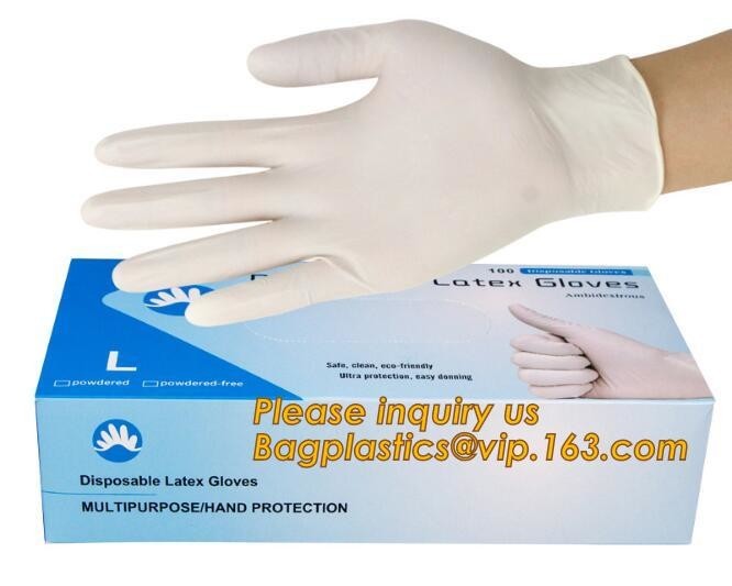 China Powder-free non-sterile 100% natural rubber latex examination gloves /gloves latex medical consumables bagease bagplasti on sale