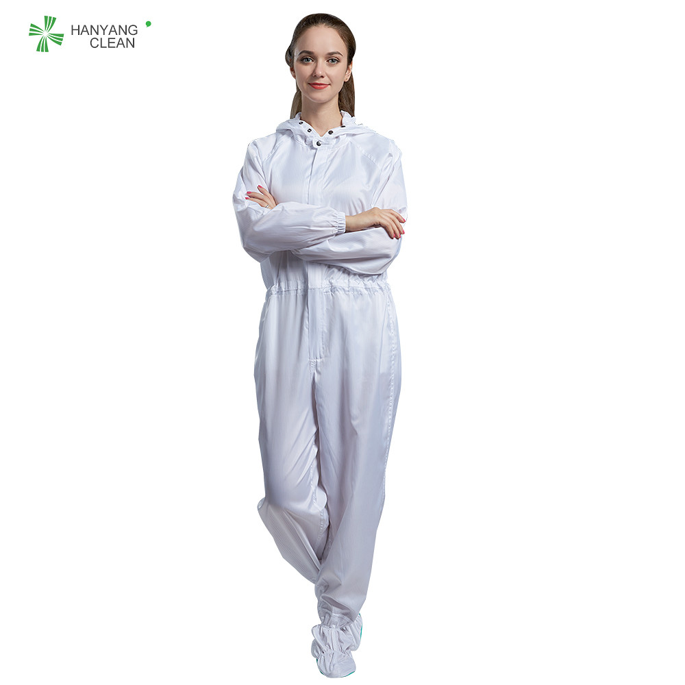 Best Conductive Fiber Non Static Clothing ESD With Hood Boots For Class 100 Clean Room wholesale