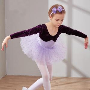 Best children's dance costumes girls velvet long-sleeved uniforms children's ballet dance dress wholesale
