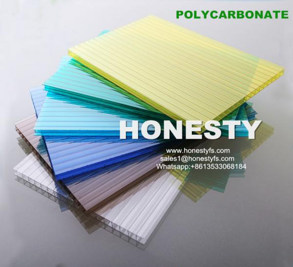 Cheap 6mm blue twin wall hollow sheet polycarbonate sunshine sheet window plastic sheets for sale