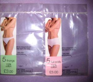 China Women's Underwear Foil Ziplock Bags With Translucent White Bottom Gussets on sale