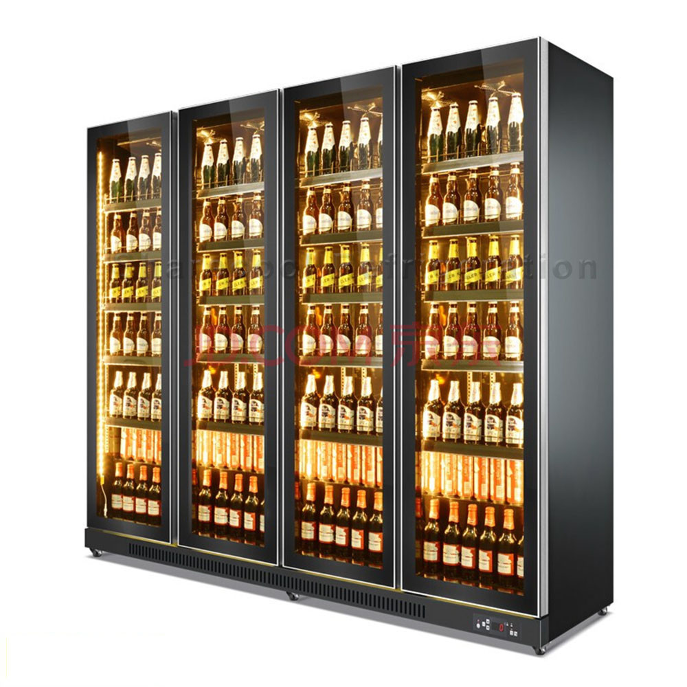 China Width 2240mm Beverage Display Refrigerator 4 Door Beer Cooler With Warm LED on sale