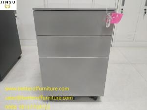 Steel Arch Pull Mobile Pedestal Filing Cabinet In Silver Color For Office Space