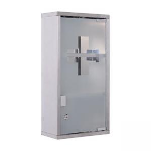 China Lockable Stainless Steel Wall Mounted First Aid Medicine Cabinet with 2 Shelves and Glass Door on sale