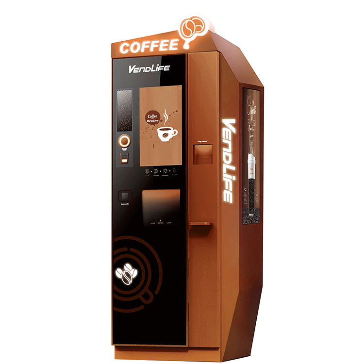 China 2.7KW Coin Operated Coffee Vending Machine With 6X4L Feed Box 1.83m Height on sale