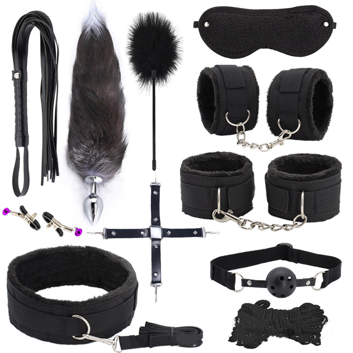 Cheap Anti Back Ankle And Wrist Handcuffs 11pcs Beginner Bondage Kit for sale
