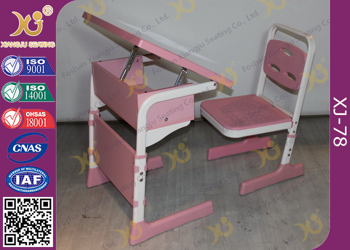 China Single Student Childs School Desk And Chair With Adjustable White Sketch Board on sale