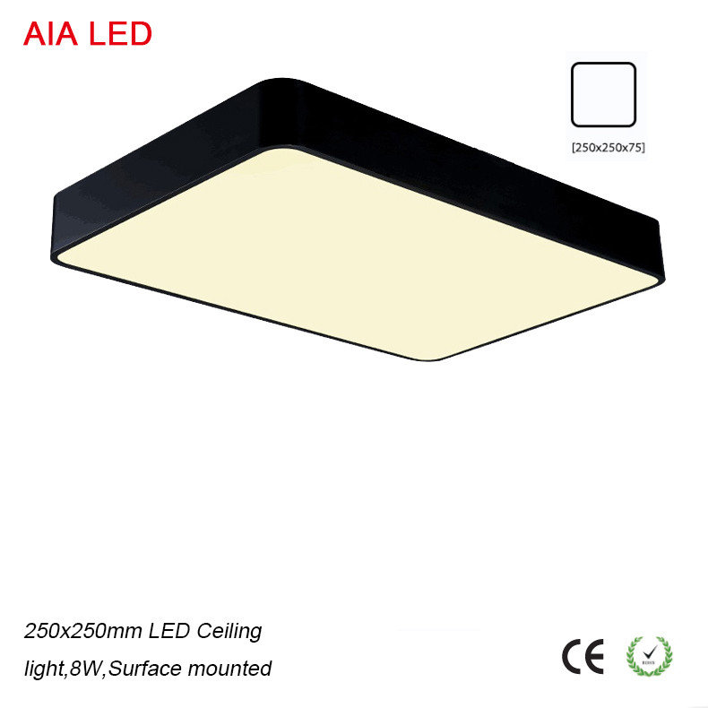 Best Black 250x250mm 8W white high quality surface mounted LED Ceiling light for office lights wholesale
