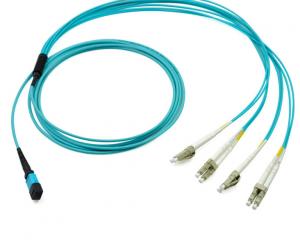 China Blue MPO Fanout Cable , Optical Communication Equipment Compact Design on sale