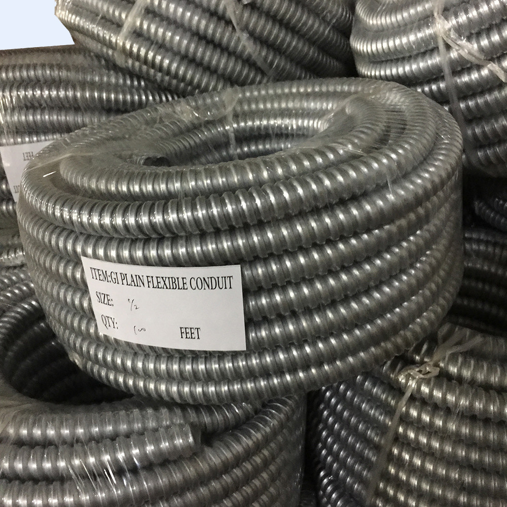 Best 1-1/2&quot; Liquid Tight Metallic Conduit Grey Pvc Jacket 0.65mm Thickness Coil 1/2&quot; TO 2&quot; UL Listed Zinc Plated Coil 100feet wholesale