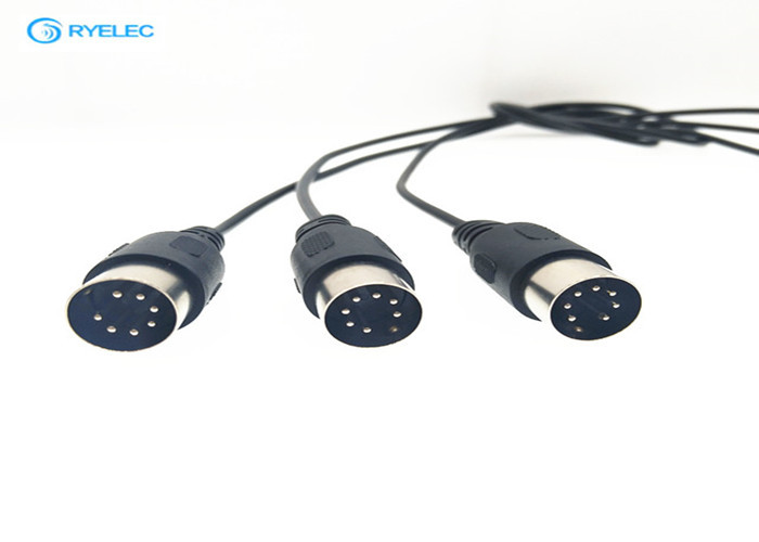 China Vehicle / Camera Custom Cable Assemblies 7 Pin Male Mini Din Connector on sale