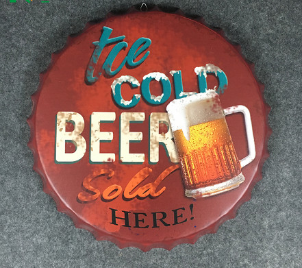 Cheap Wall Craft Decor Beer Cap Wall Metal Plaque Wall Decors Beer Bottle Cap Restaurant Wall Plaque for sale