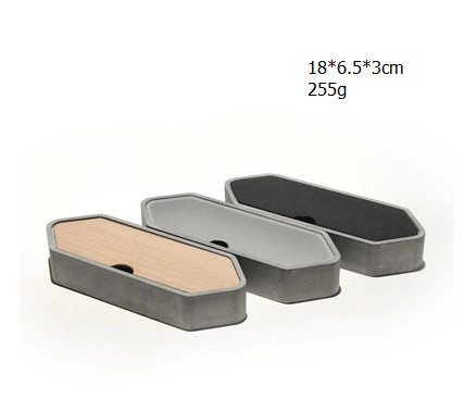 Cheap Desktop deco Concrete pen holder cement pen box with wooden lid for sale