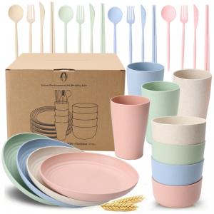 Best 28pcs Household Kitchen Flatware Sets ODM Wheat Straw Tableware Set wholesale