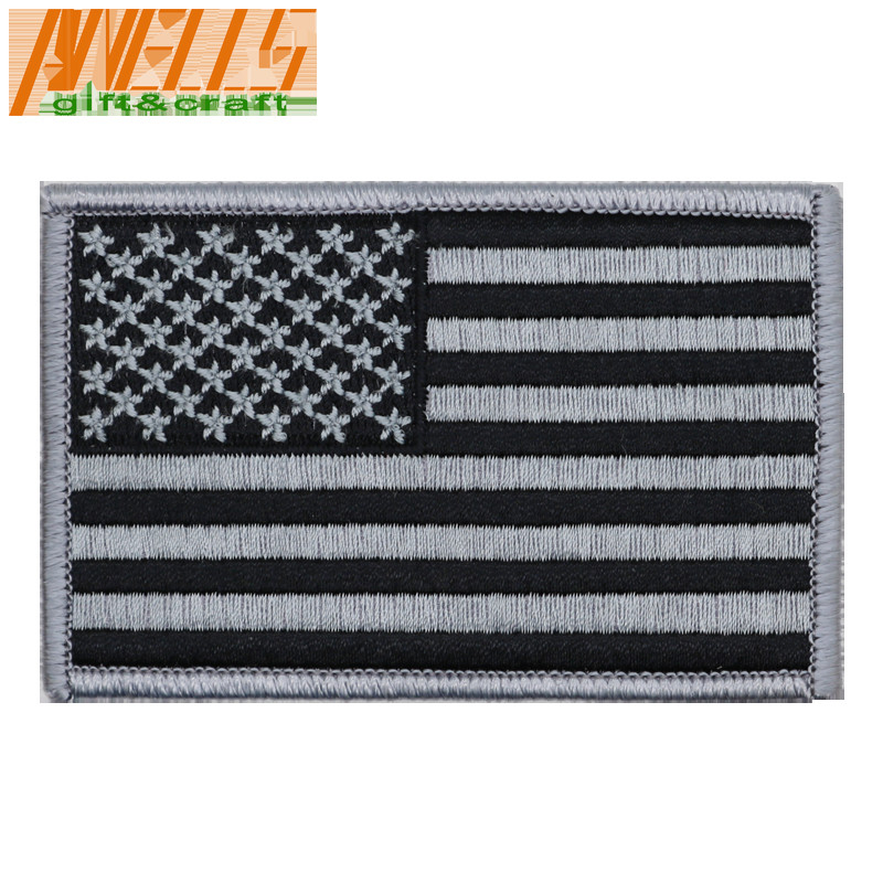 China American Flag GREY Embroidered Patch Patriotic Pride USA Grey different American Flag Patch For Jackets Hats Sleeves on sale