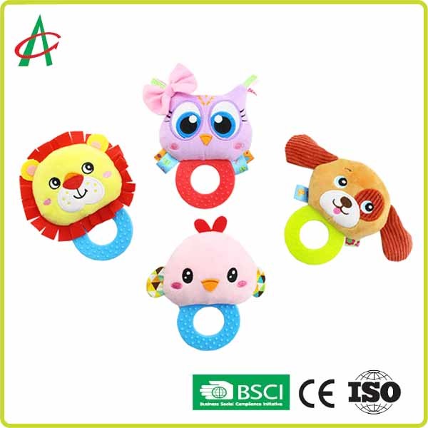 Best ASTM Handcrafted Nontoxic Baby Plush Rattle With Teether wholesale