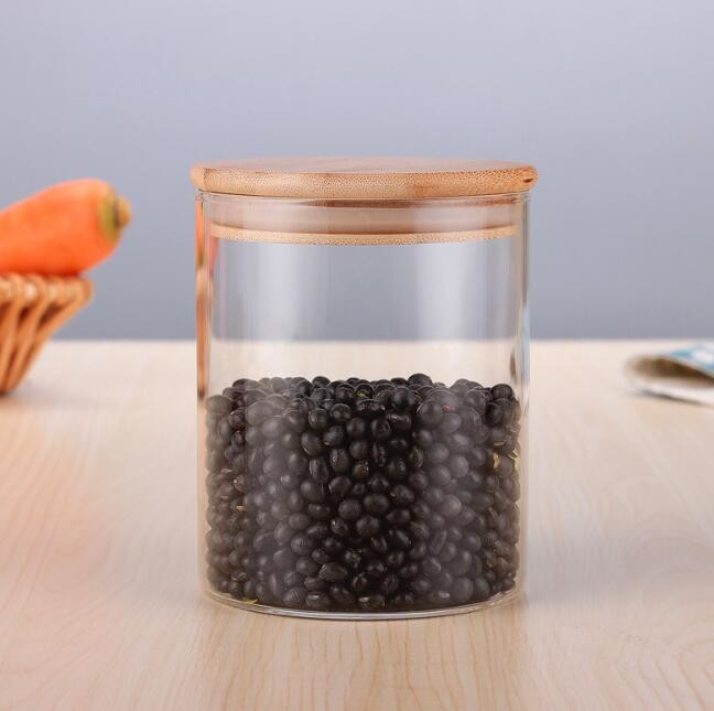 China storage glass jar,heat-resistant glass jar, borosilicate glass jar with bamboo lid on sale