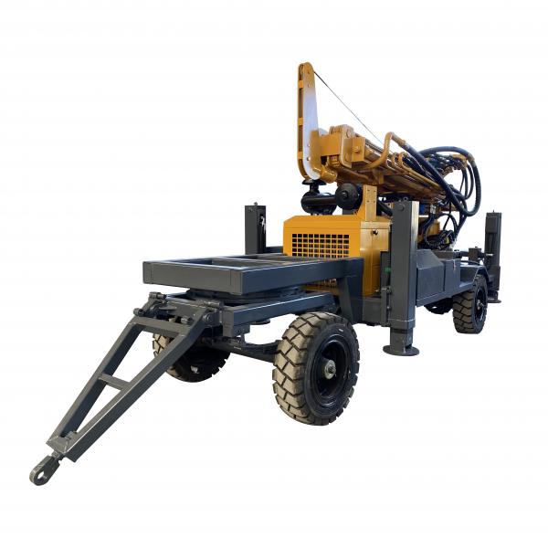 Cheap Industrial Water Well Drilling Equipment , Trailer Mounted Drill Rig 260m Depth for sale
