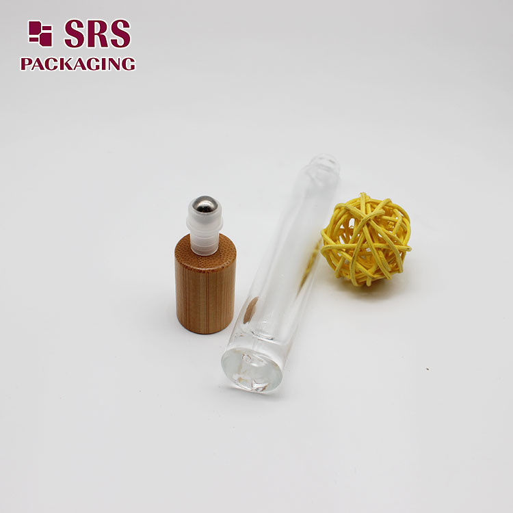 SRS empty perfume bamboo cap 10ml glass bottle with roller ball