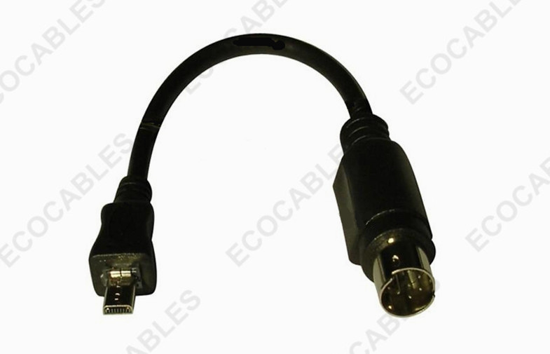 China Computer Connected Signal Cable , Moulded Mini DIN 6P To Micro Connector Black Cable on sale
