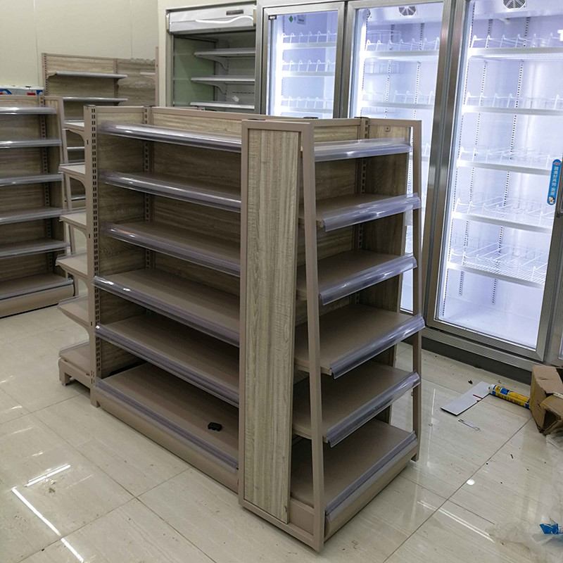 China Wooden Gondola Convenience Store Display Shelves For Retail Store on sale