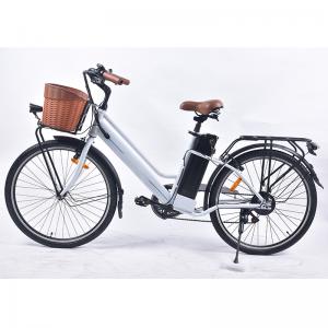 China 6Speed Lightweight Ladies Electric Bike , 25km/H Electric Ladies Bike With Basket on sale