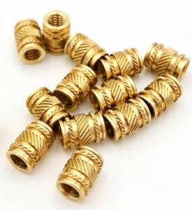 China Injection Molded M8 Brass Insert Nut Through Thread Knurled Copper Insert Nut on sale