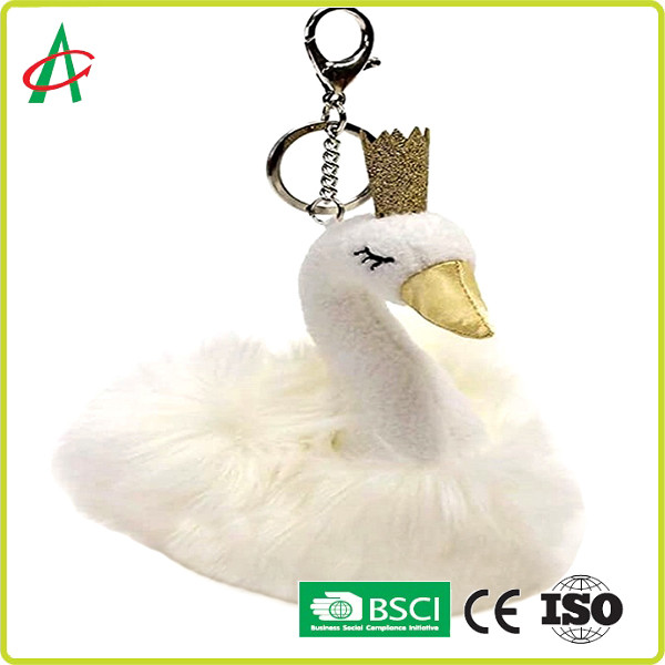Best CPSIA Stuffed Swan Princess Flash Key Chain For Girls wholesale