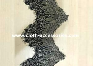 China Polyester Black Scalloped Lace Trimmed / Custom Mesh Lace Ribbon Trim Colorfast on sale