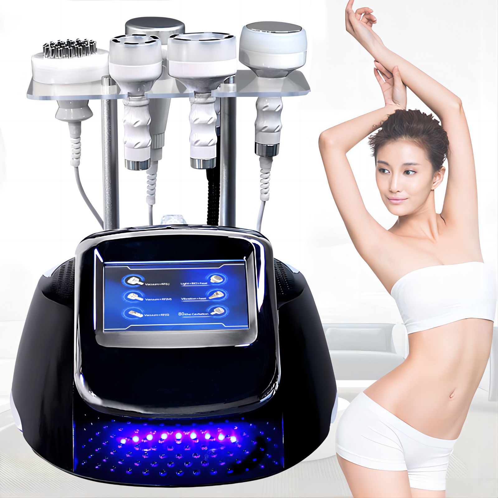 China 6 in 1 80k Ultrasonic Cavitation RF Machine Radio Frequency Face Lifting Vibration Vacuum Body Massager on sale