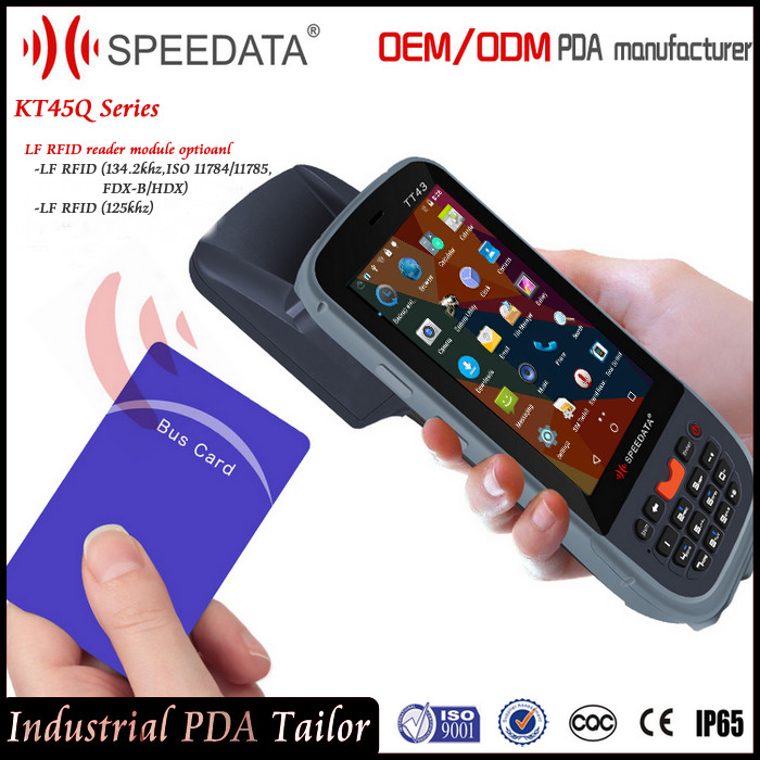 China Hand held LF RFID Reader Writer with 125Khz Modules and Symbol Barcode Scanner on sale