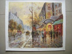 China Paris Street Oil Painting On Canvas 100% Hand-painted on sale