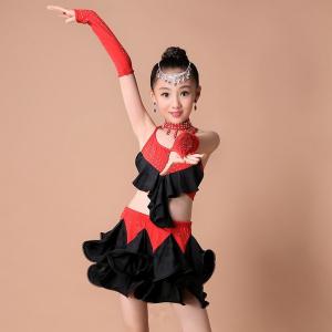Best Latin dance costumes new girls children's Latin dance show match clothing set auger skirt wholesale