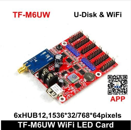 China TF-M6UW WIFI & USB-disk LED Display Control Card 2xHUB08 6xHUB12 Max768*64Pixels P4.75 P7.62 P13.33 LED Module on sale