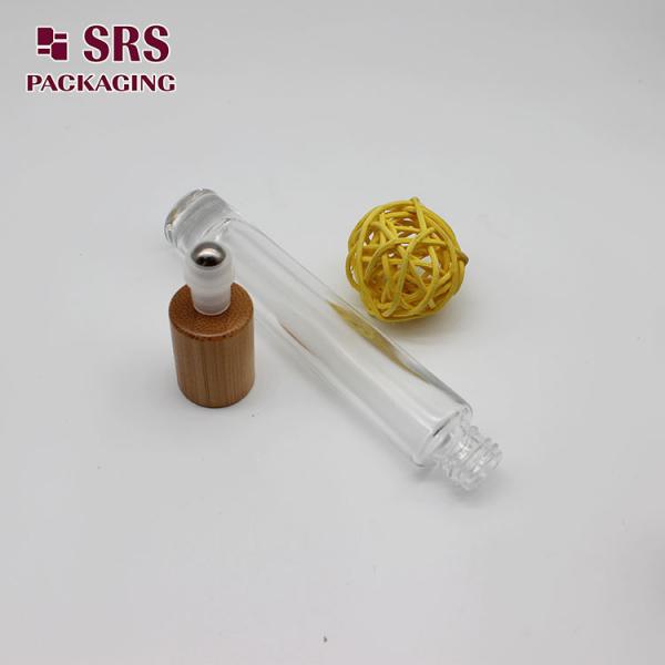 SRS empty perfume bamboo cap 10ml glass bottle with roller ball