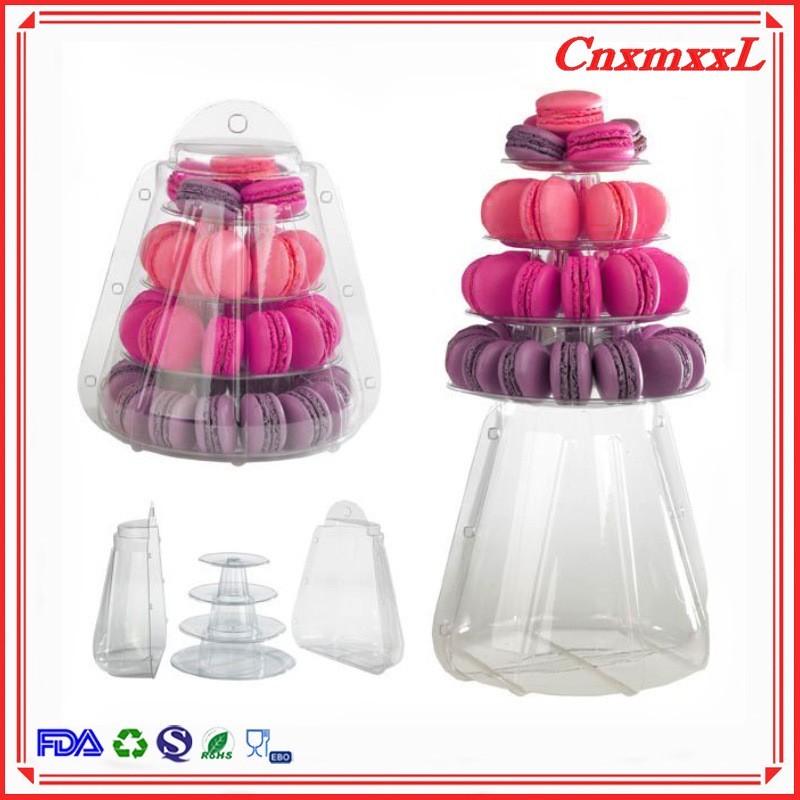 China 4 Tier Macaron Tower Dessert Food Display Stand For Cake Shop Sweets Packaging Box on sale