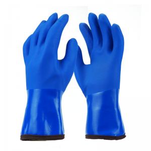 China Grip Grain Finish Hand Pvc Heavy Duty Industrial Safety Working Gloves Cotton Liner Orange Full Coated Pvc Dip Gloves on sale