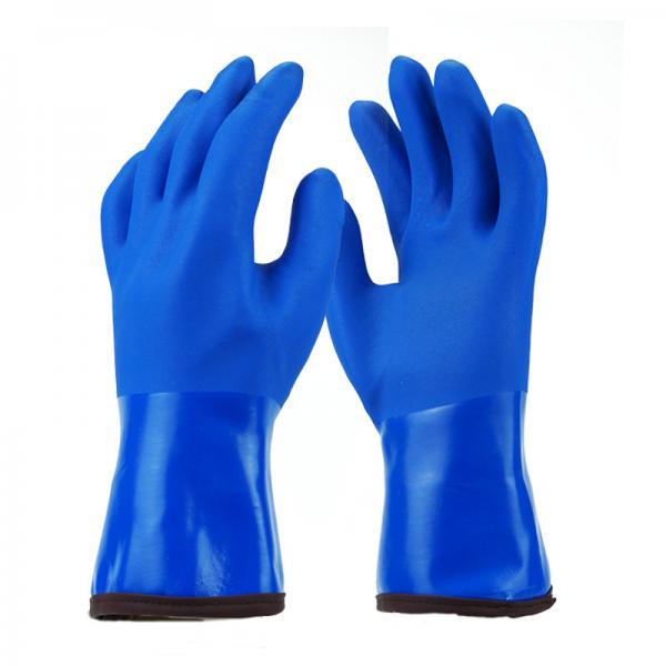 Cheap Grip Grain Finish Hand Pvc Heavy Duty Industrial Safety Working Gloves Cotton Liner Orange Full Coated Pvc Dip Gloves for sale