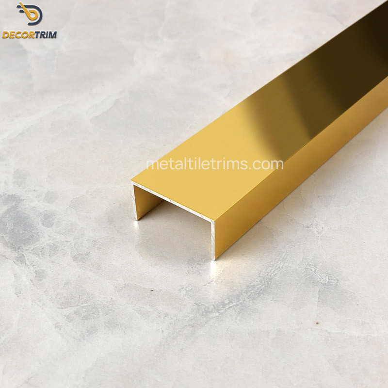 China Polish Shiny Gold U Channel Strip Aluminum 6063 T5 Ceramic Edge Trim on sale