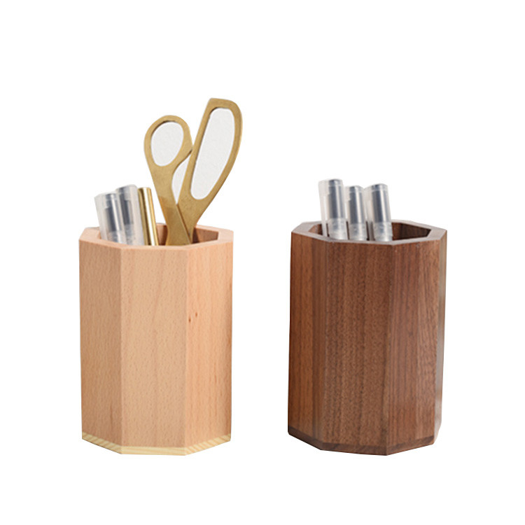 OEM ODM Solid Wooden Pencil Vase Desktop Pen Holder For Shcool