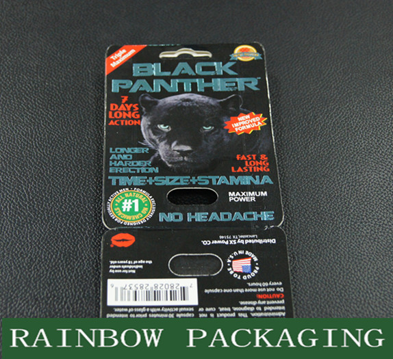 China Black Mambar Sex Pills Packaging Black Panther Blister Card Packaging Custom Made on sale